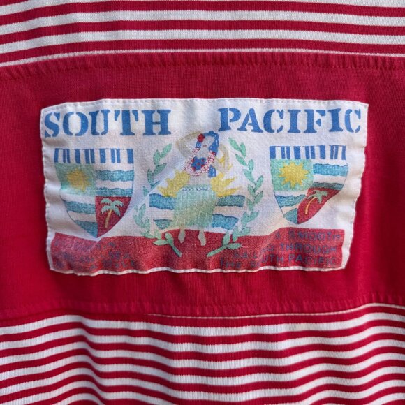 Gitano Collection Vintage Y2K 90s Womens South Pacific Red Striped Cropped Shirt - Picture 7 of 9